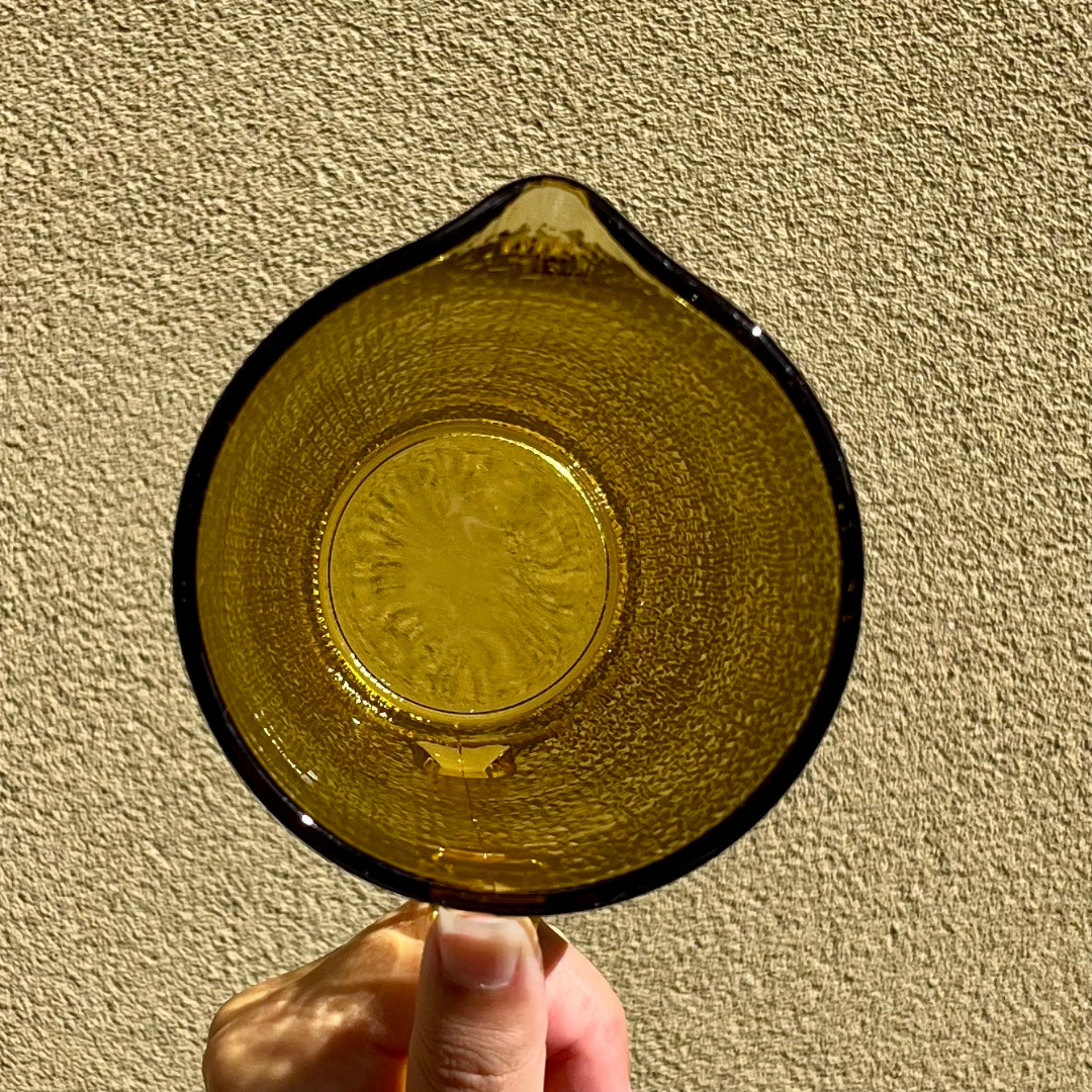 Vintage 1970s Amber Honeygold Furrow Jug Kaaru Glass Pitcher Crown Crystal NZ (10).png