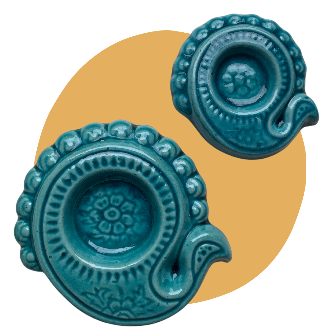 Turquoise Ceramic Candle Holders