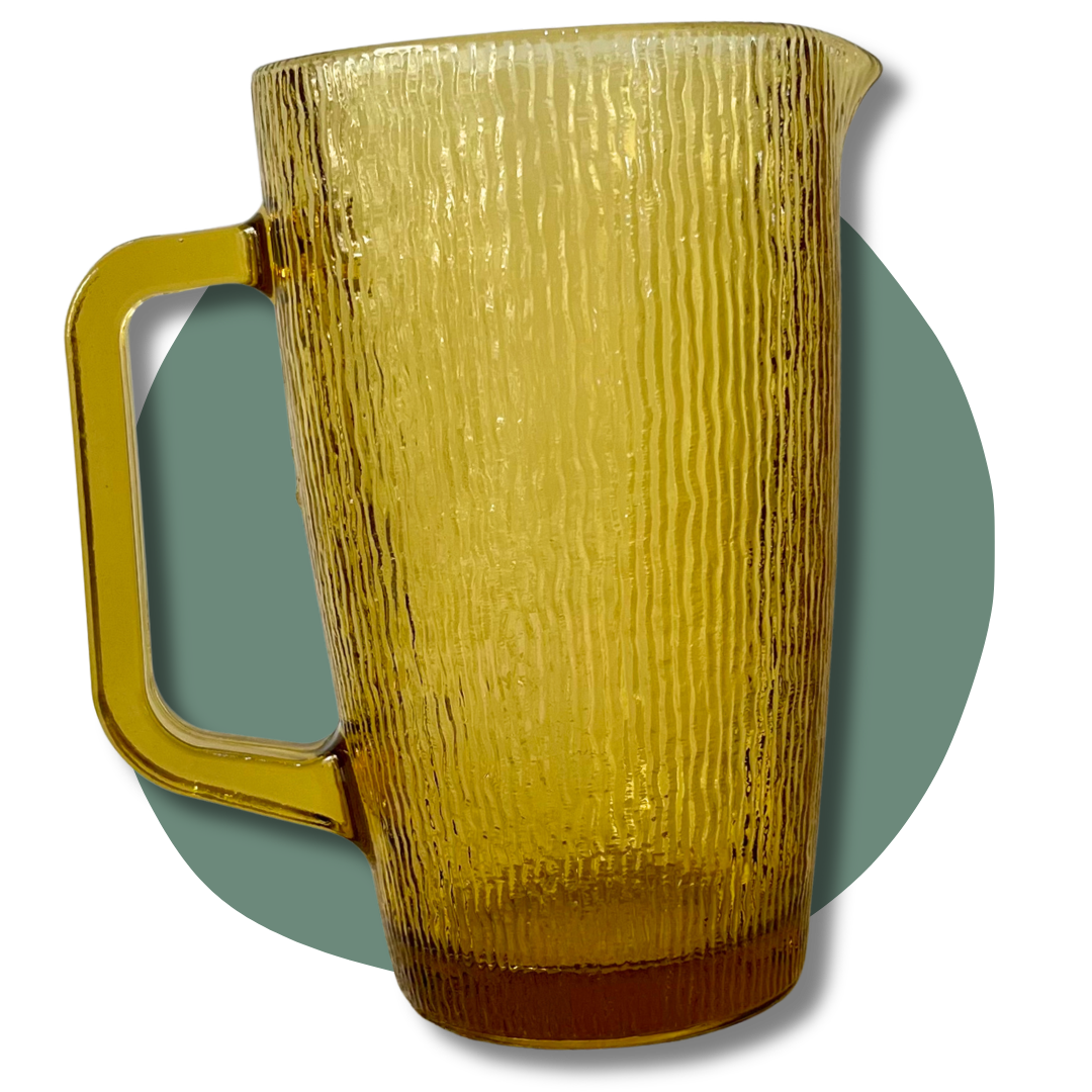 1970s Honeygold Kaaru Glass Pitcher Jug by Crown Crystal NZ