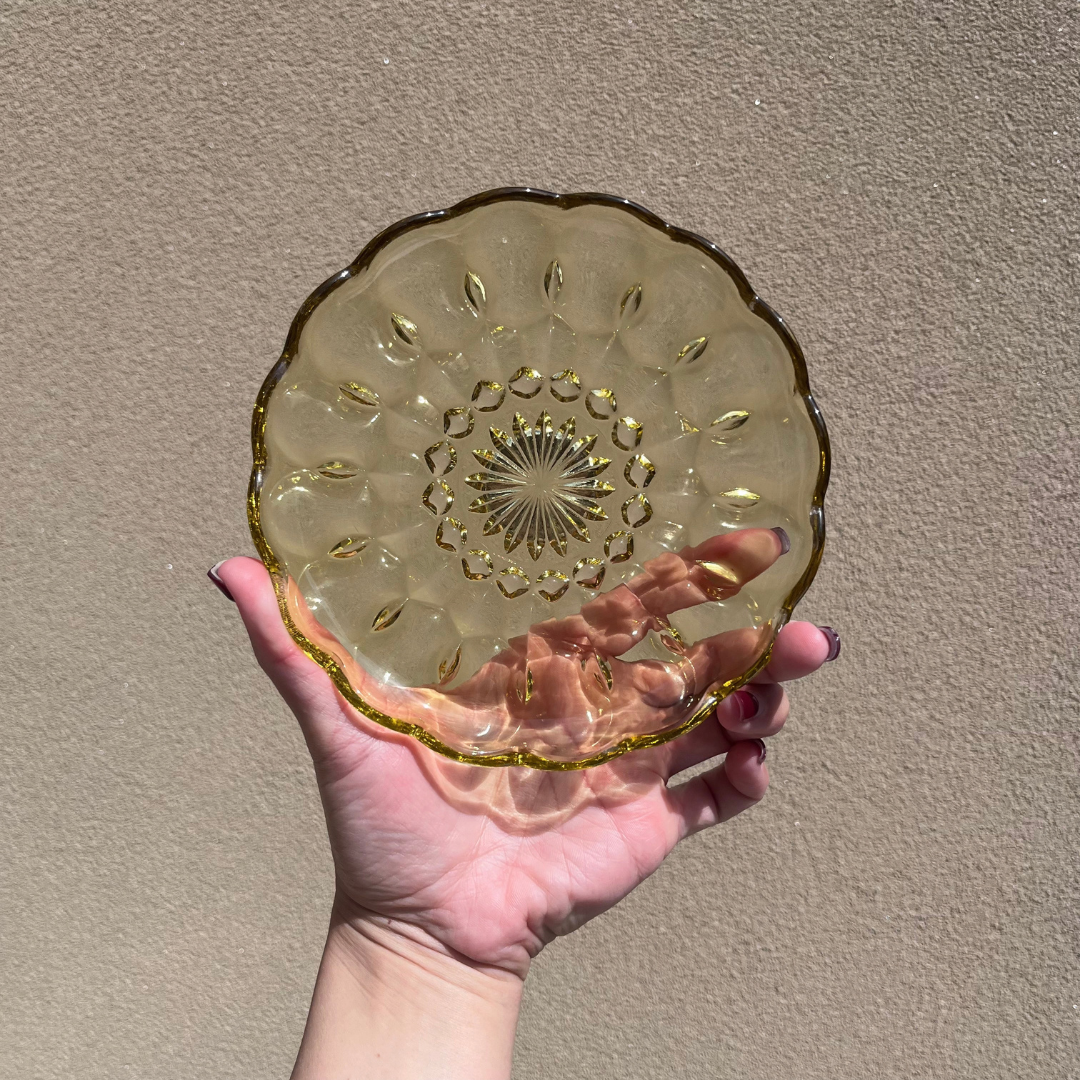 Vintage Anchor Hocking Fairfield Amber Glass Plate (12).png