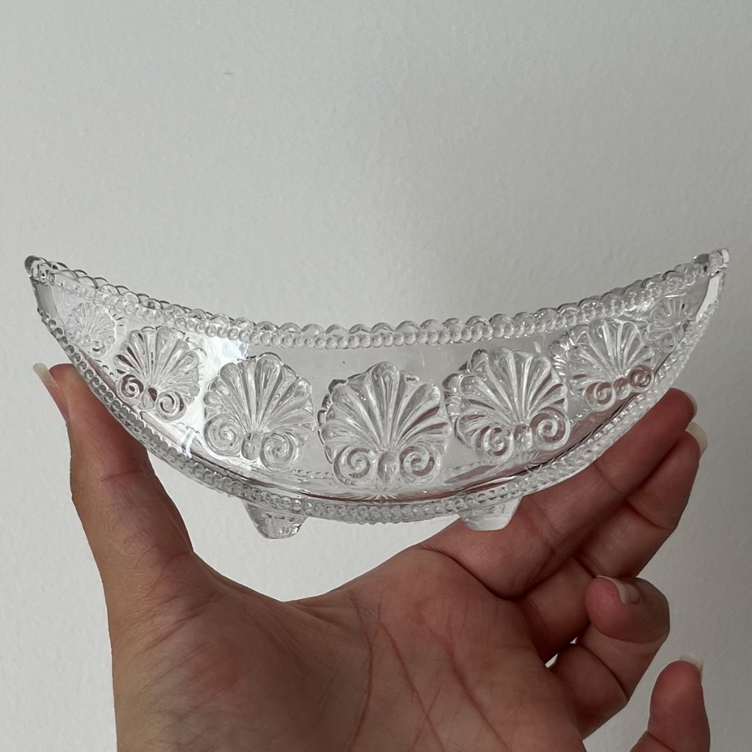 Antique George Davidson Clear Glass Gondola Boat Bowl Canoe Shape (4).png
