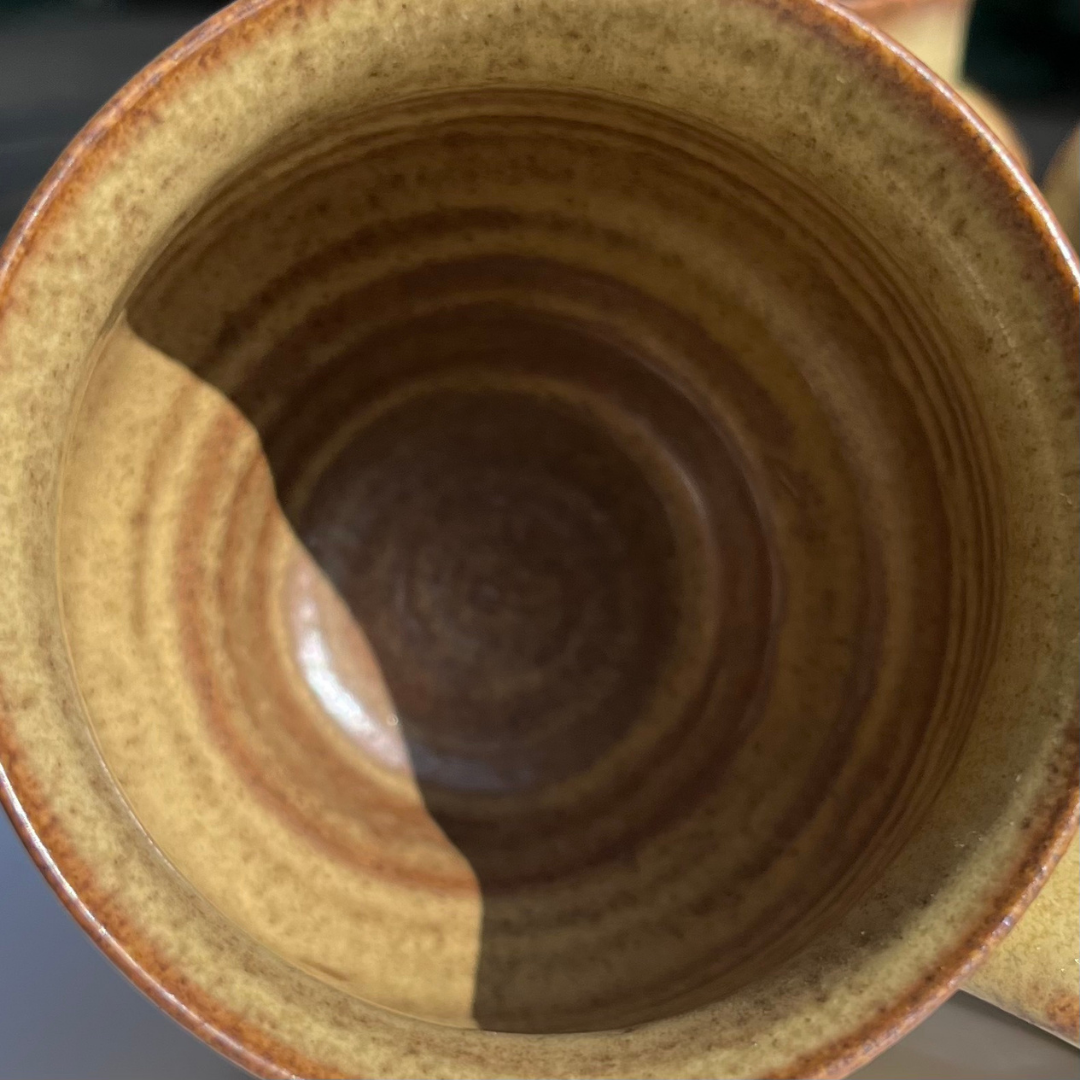 Jersey Pottery Earthenware Coffee Mugs Olive Green Geometric Base (20).png