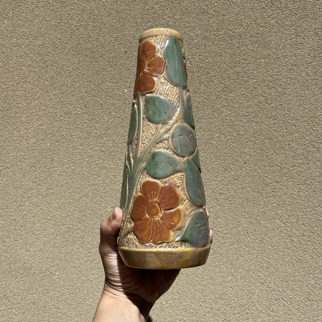 Vintage Embossed Floral 70s Retro Ceramic Vase (13).png
