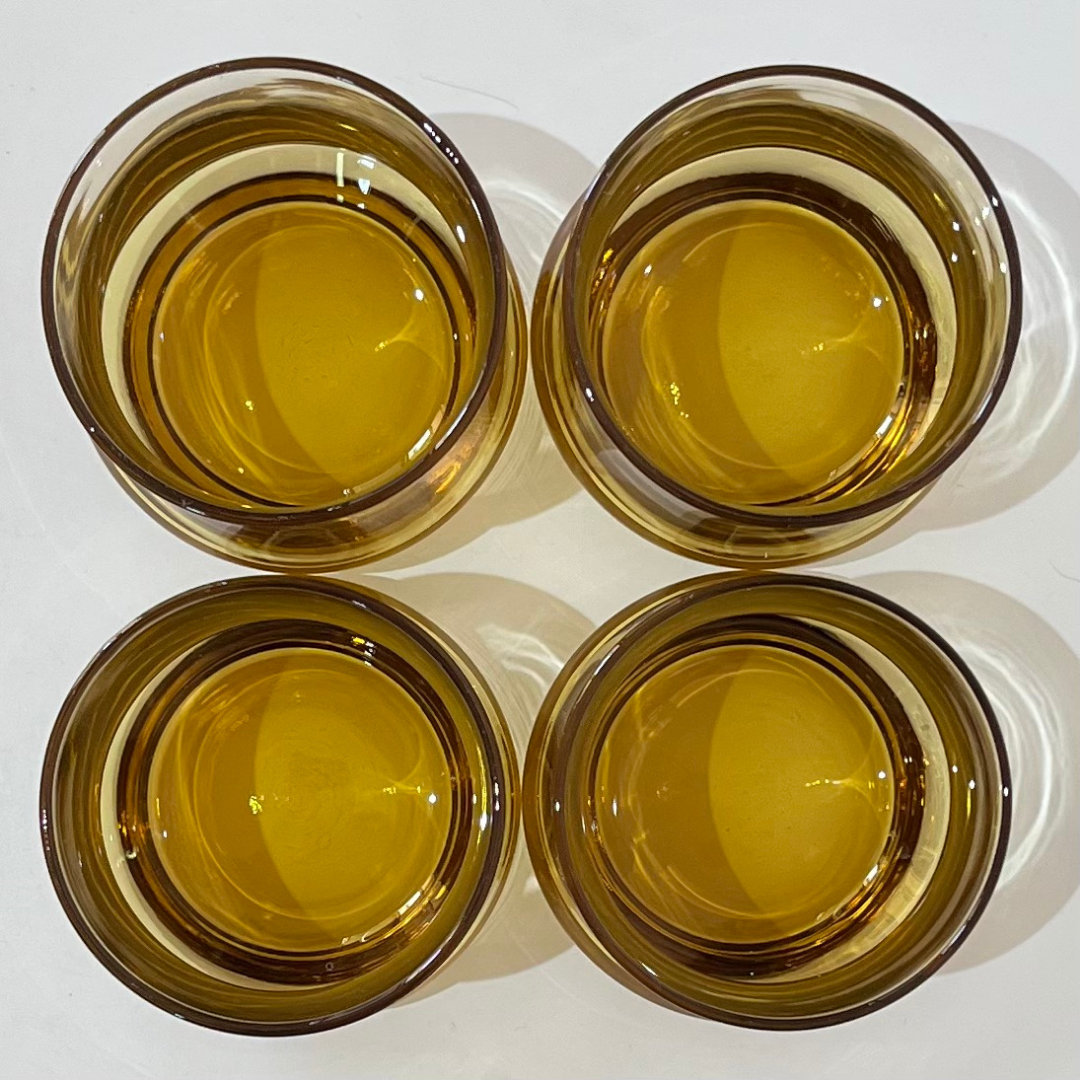 Vintage Amber Glass Tumblers 1970s Retro Drinking Honey Amber Glassware (5).png