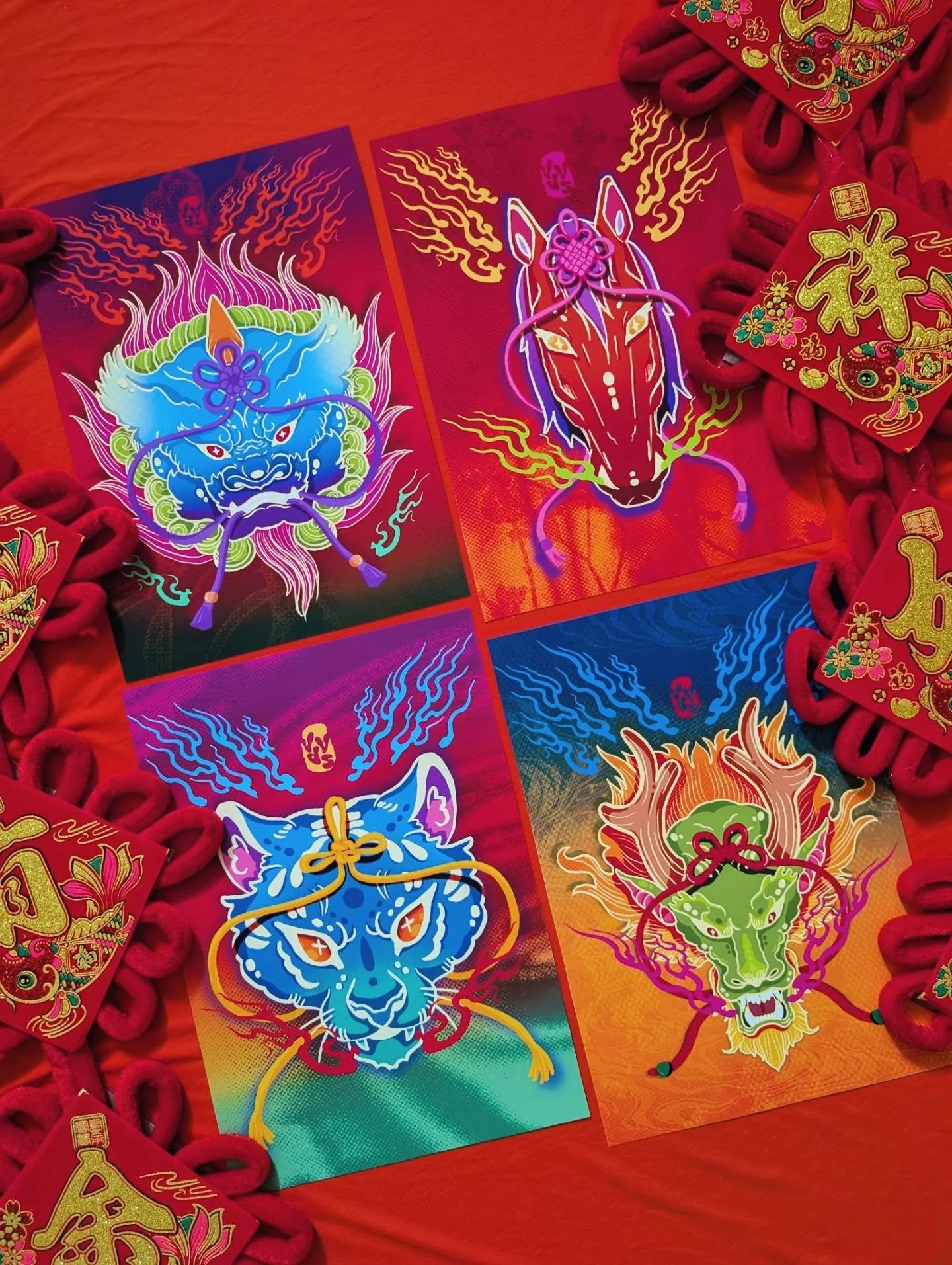 New year, new vibes, same chaotic energy 🧧✨

I made these fiery guardians to bring extra luck (and maybe scare off a few bad decisions) for the year ahead because who doesn&rsquo;t want a dragon, tiger, foo dog, and/or the fire horse watching their 