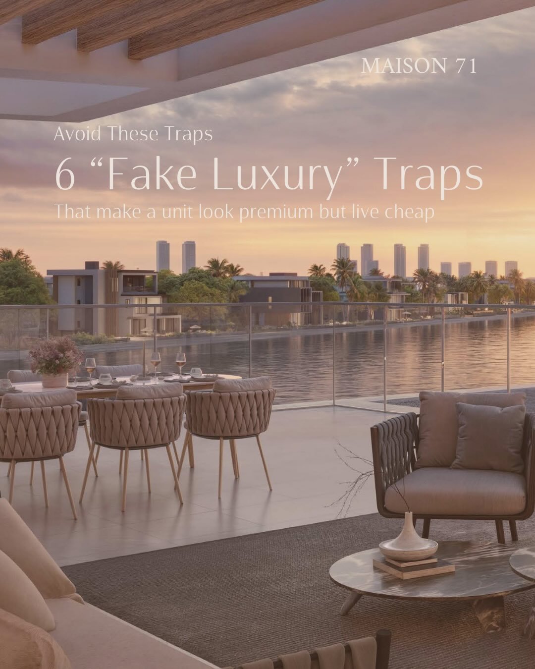 Not all &ldquo;luxury&rdquo; lives well.

High-gloss finishes, loud metals, harsh lighting and awkward layouts may photograph beautifully but they rarely stand the test of daily living. 

True luxury is felt, not flashed.
It&rsquo;s in balance, propo