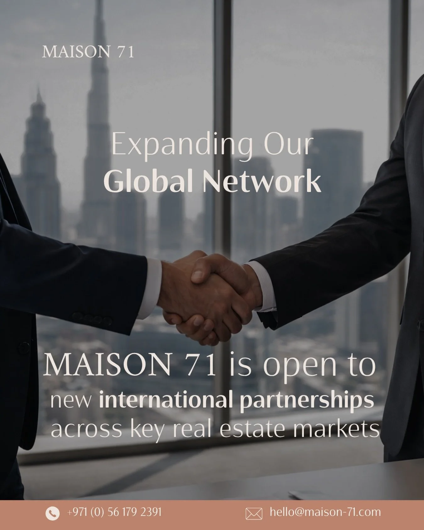 We&rsquo;re opening our network to a select circle of international partners who value discretion, access, and long term growth.
 
If you&rsquo;re looking to collaborate across key real estate markets with a partner who understands both strategy and 