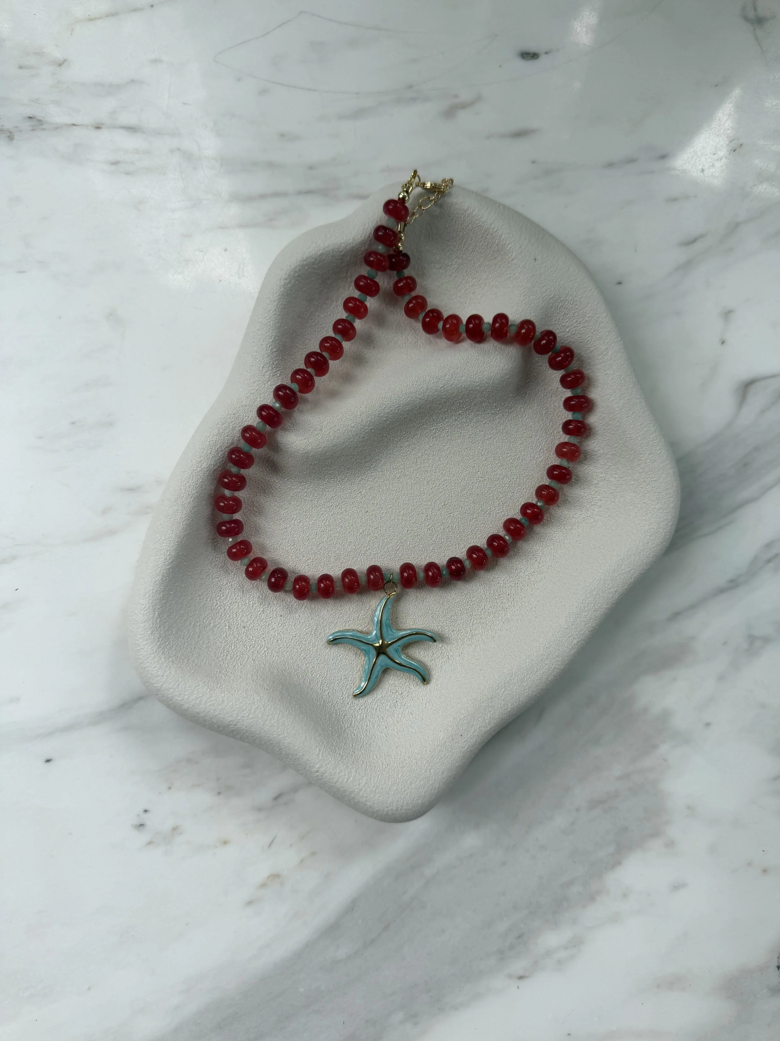 red jade and amazonite starfish necklace.jpg