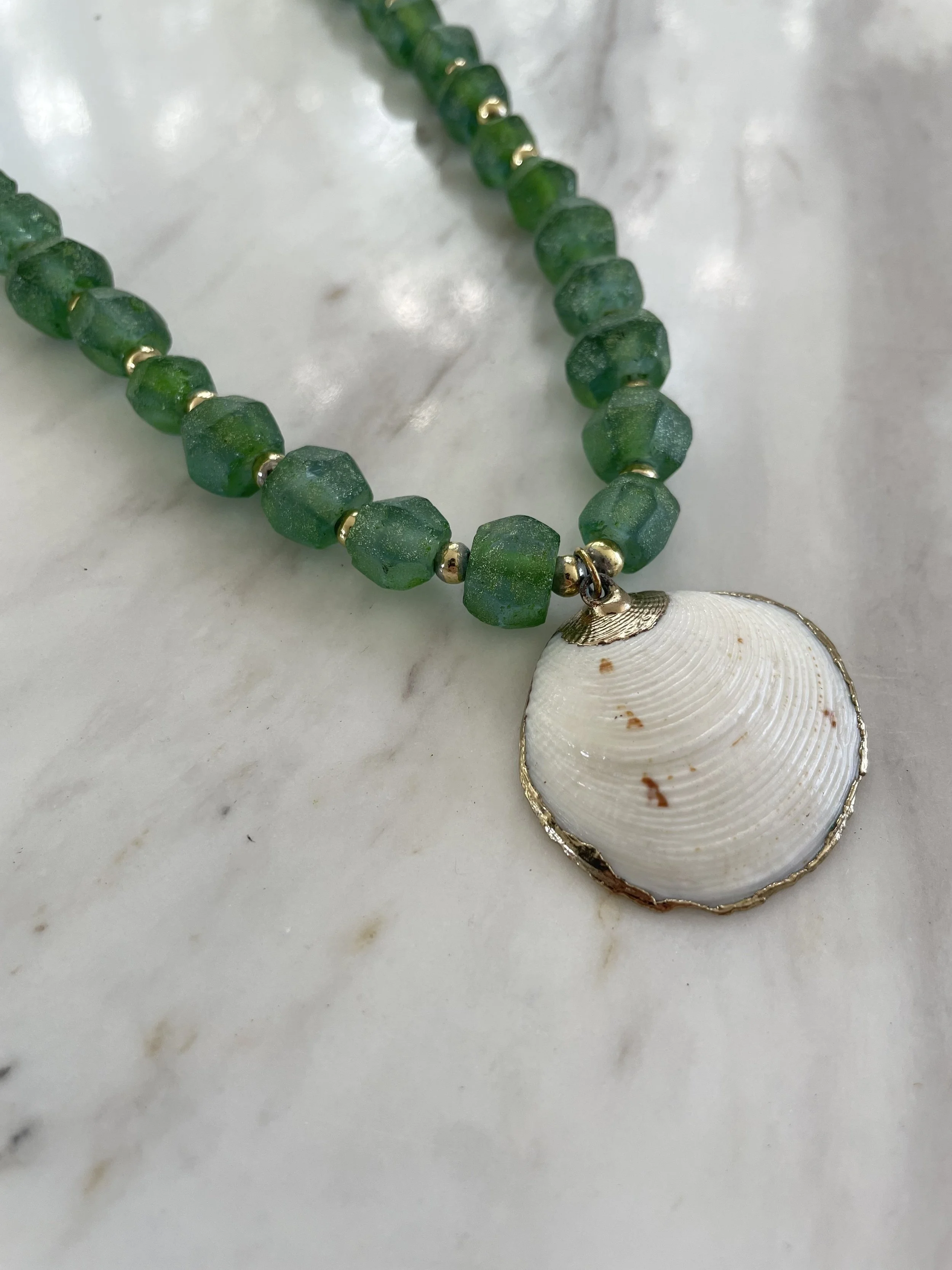 green seaglass and shell necklace.jpg