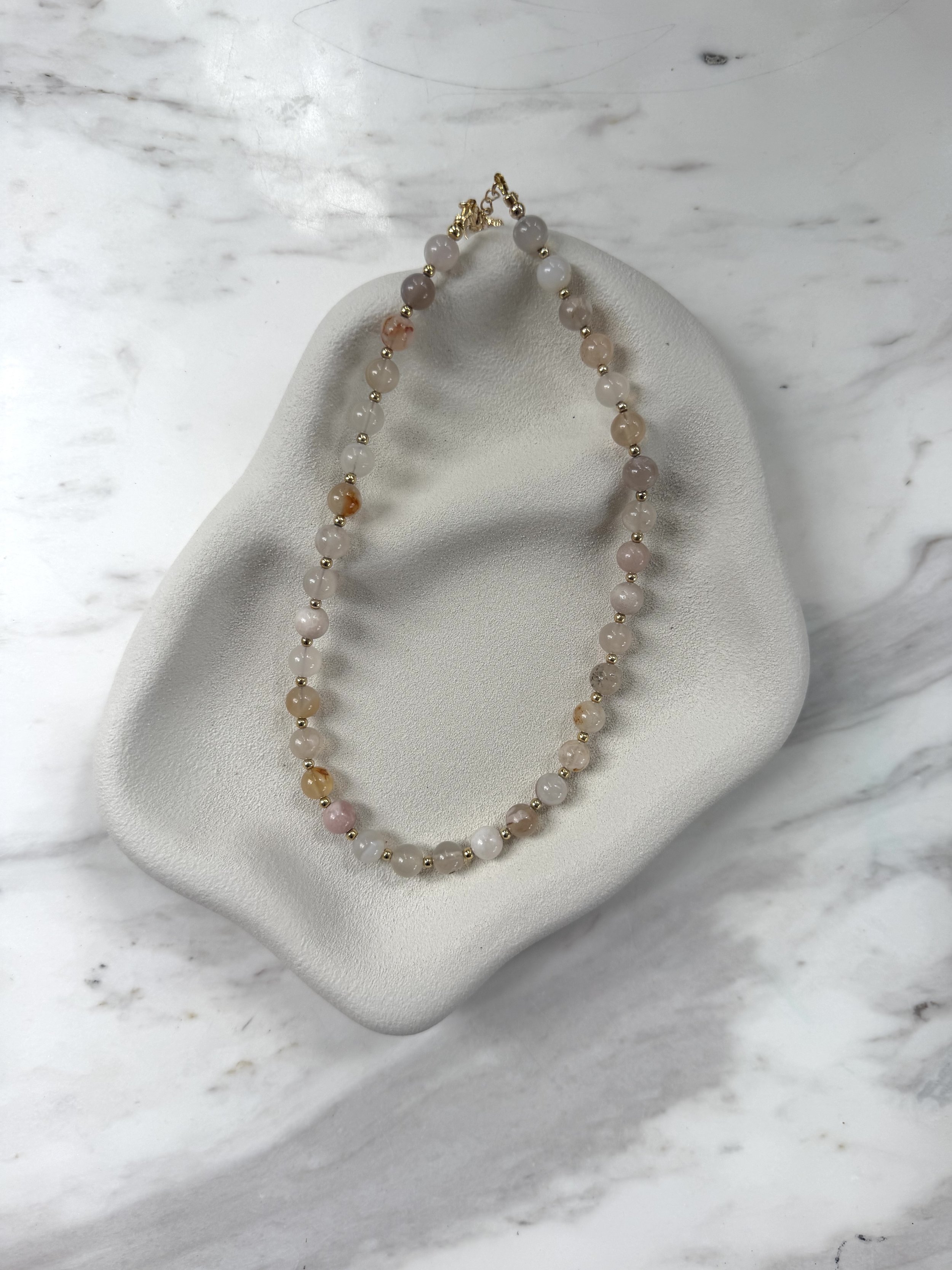Peach Ball Stone Necklace