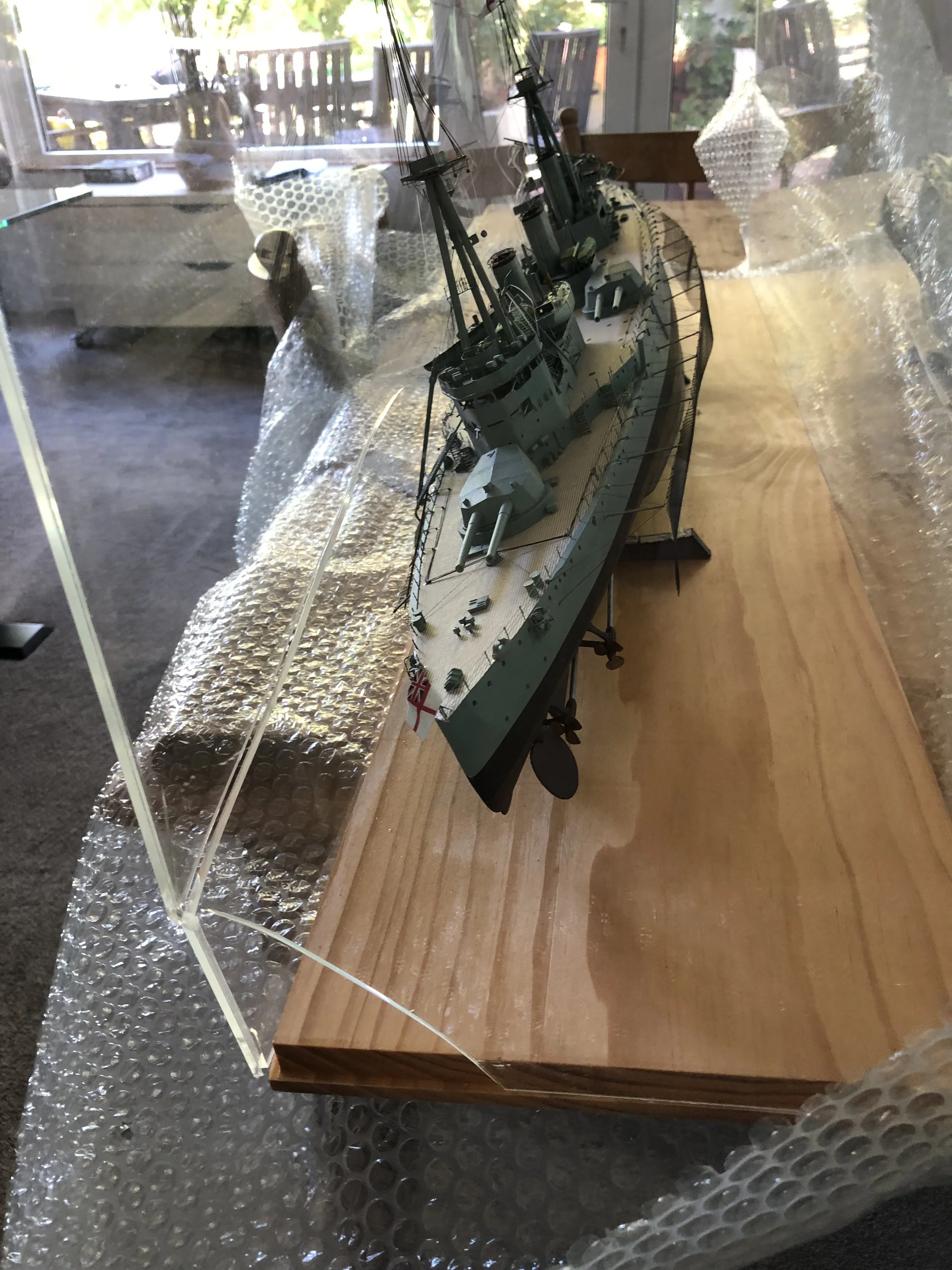 Damage to HMAS Australia (caused by me! I thought she was sitting on a table, when in fact she was sitting on 2 tables, and when I moved one of them.....)