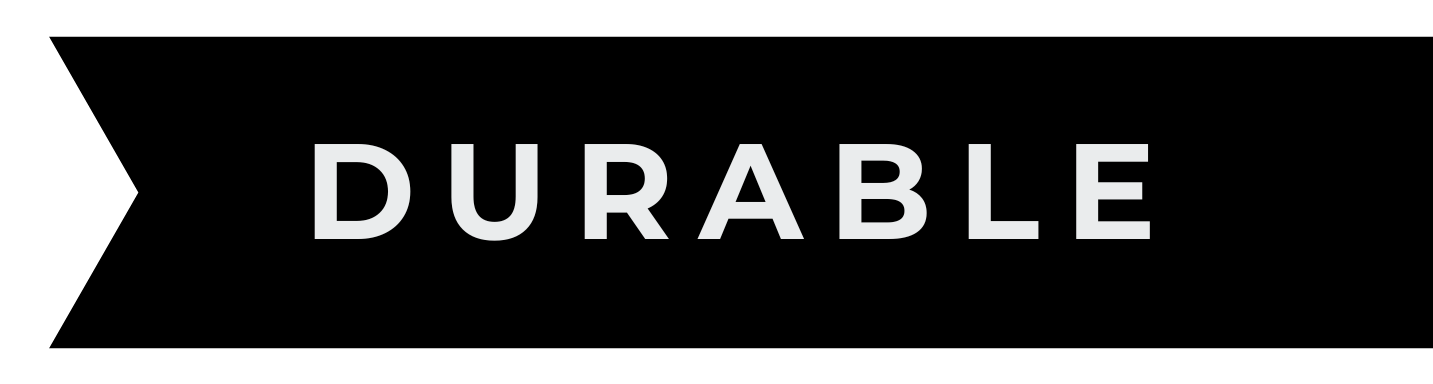 Texte en gros caractères blanc sur fond noir disant 'DURABLE'.