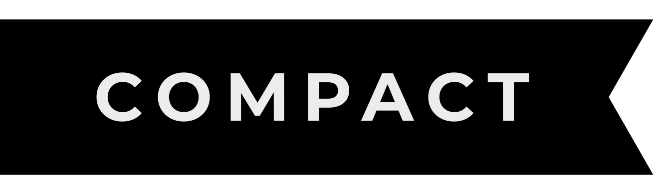 Le mot 'COMPACT' écrit en caractères blancs sur un fond noir.
