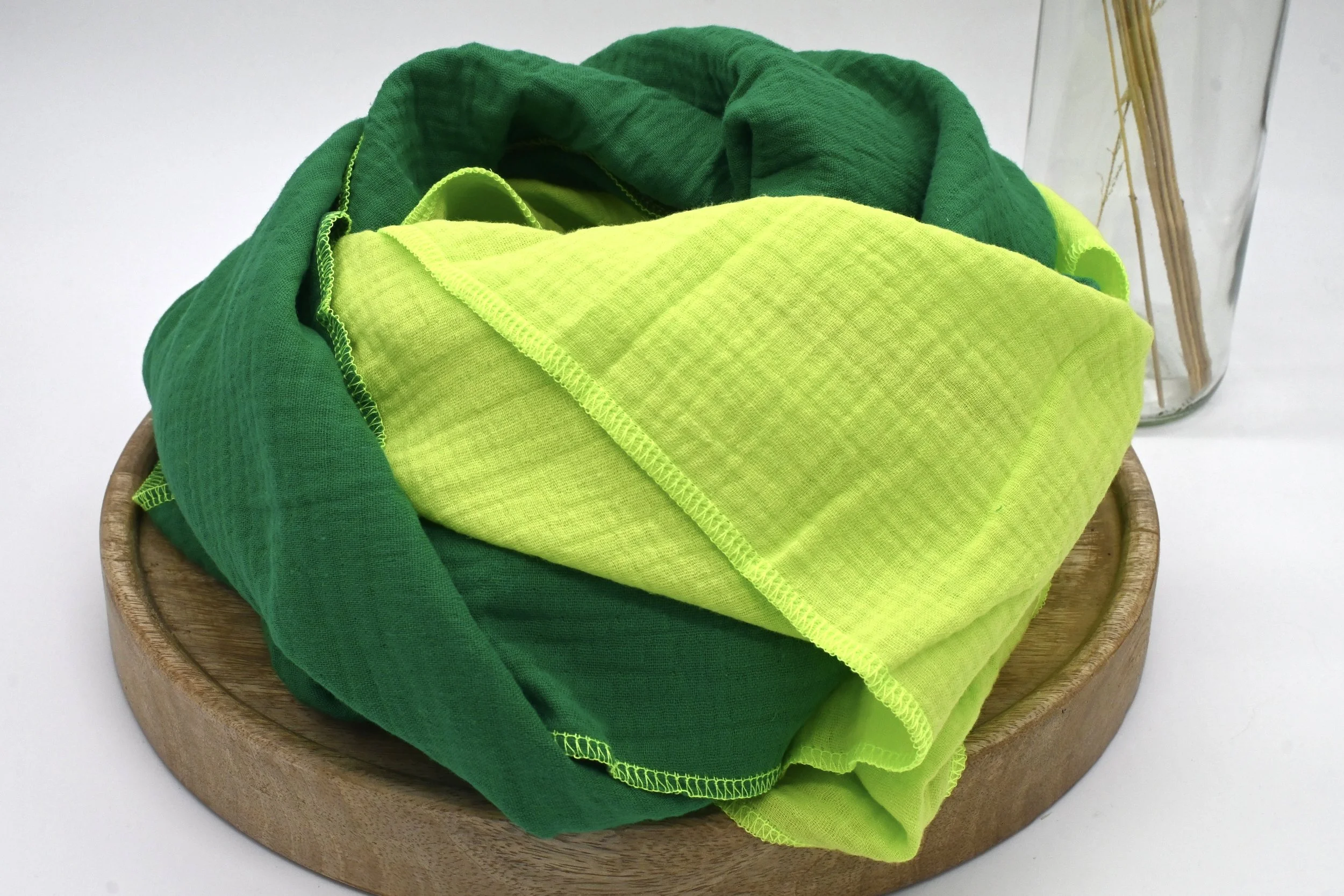 Musselinschal SCARF || Grün - Neon Gelb