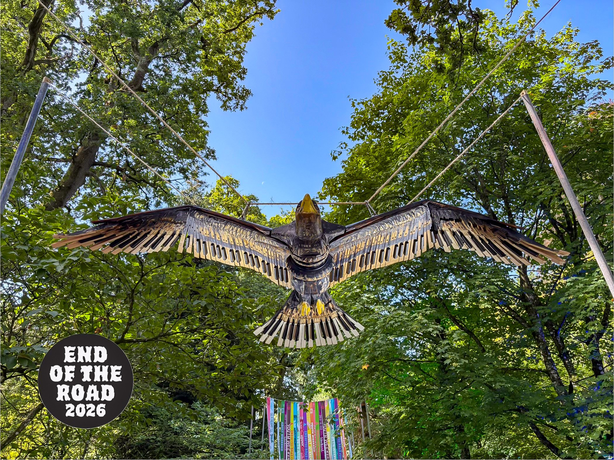White Tailed Eagle piano sculpture on display at End of the Road Festival 2026.
