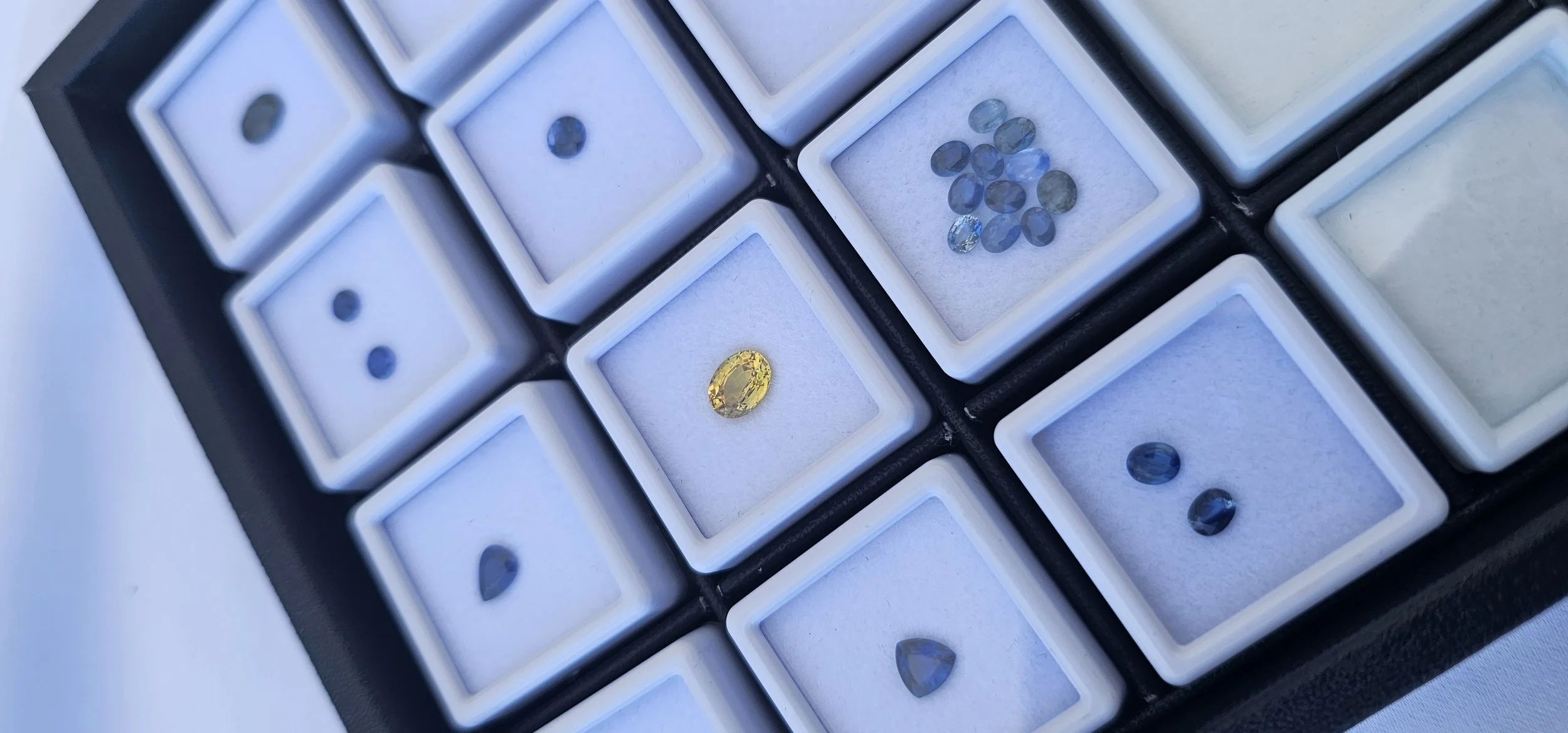 Each piece begins with the careful hand-selection of gemstones from our private collection, including sapphires, diamonds and a range of precious and fine stones, chosen individually to suit your design, proportions, and vision.