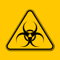 Biohazard symbol on yellow background