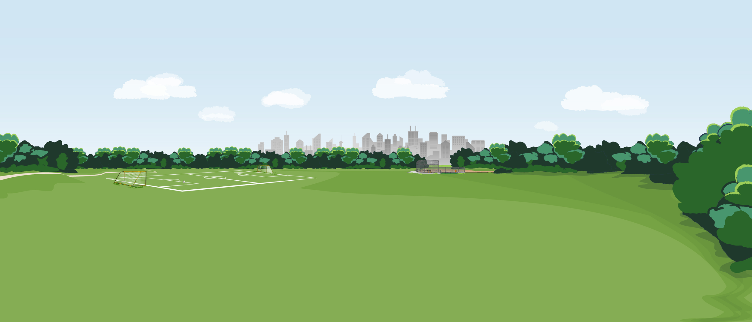 Background of a open sports field in a city.