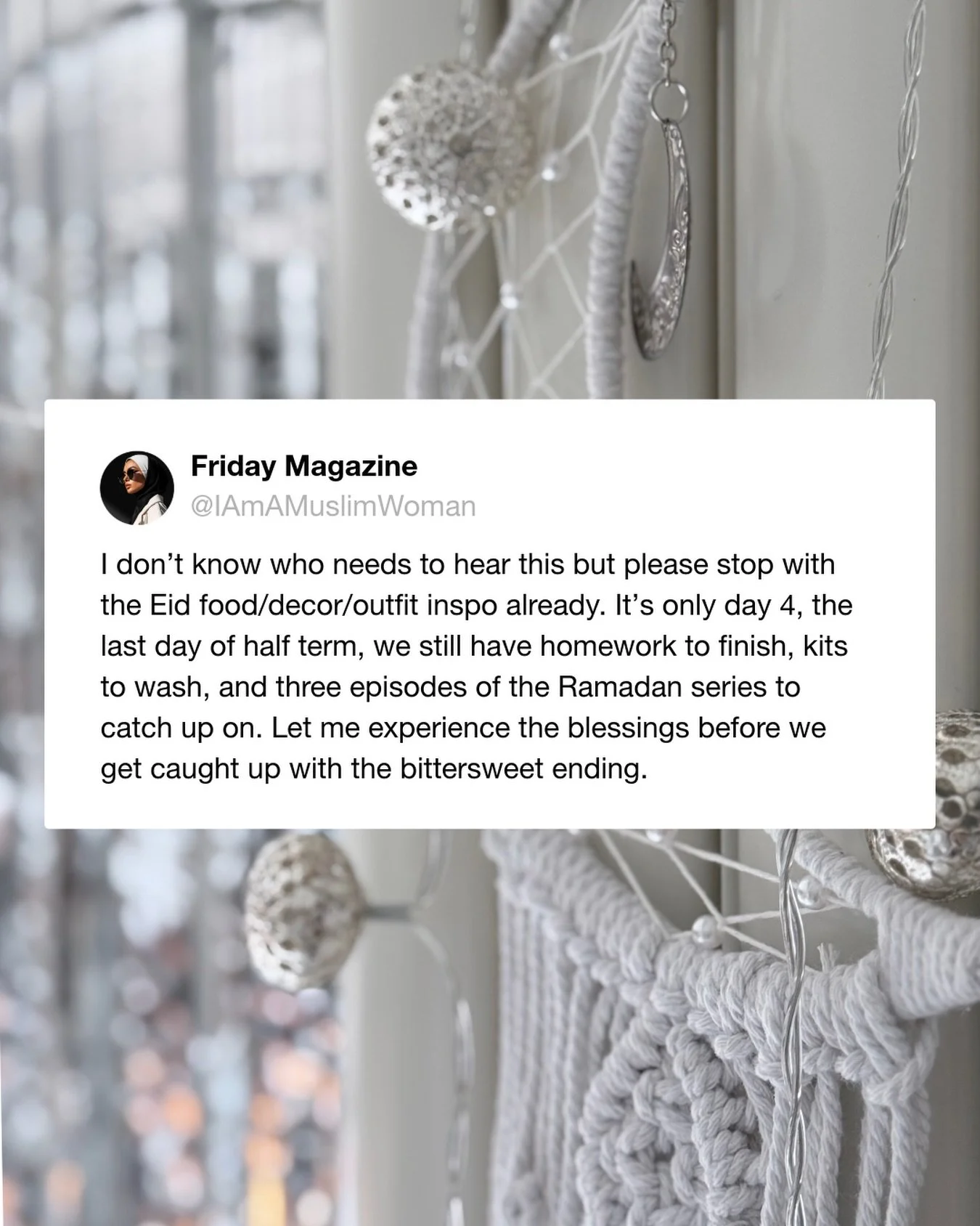 It&rsquo;s way too early to be thinking about Eid, I want to fully experience Ramadan first. 

Thoughts?