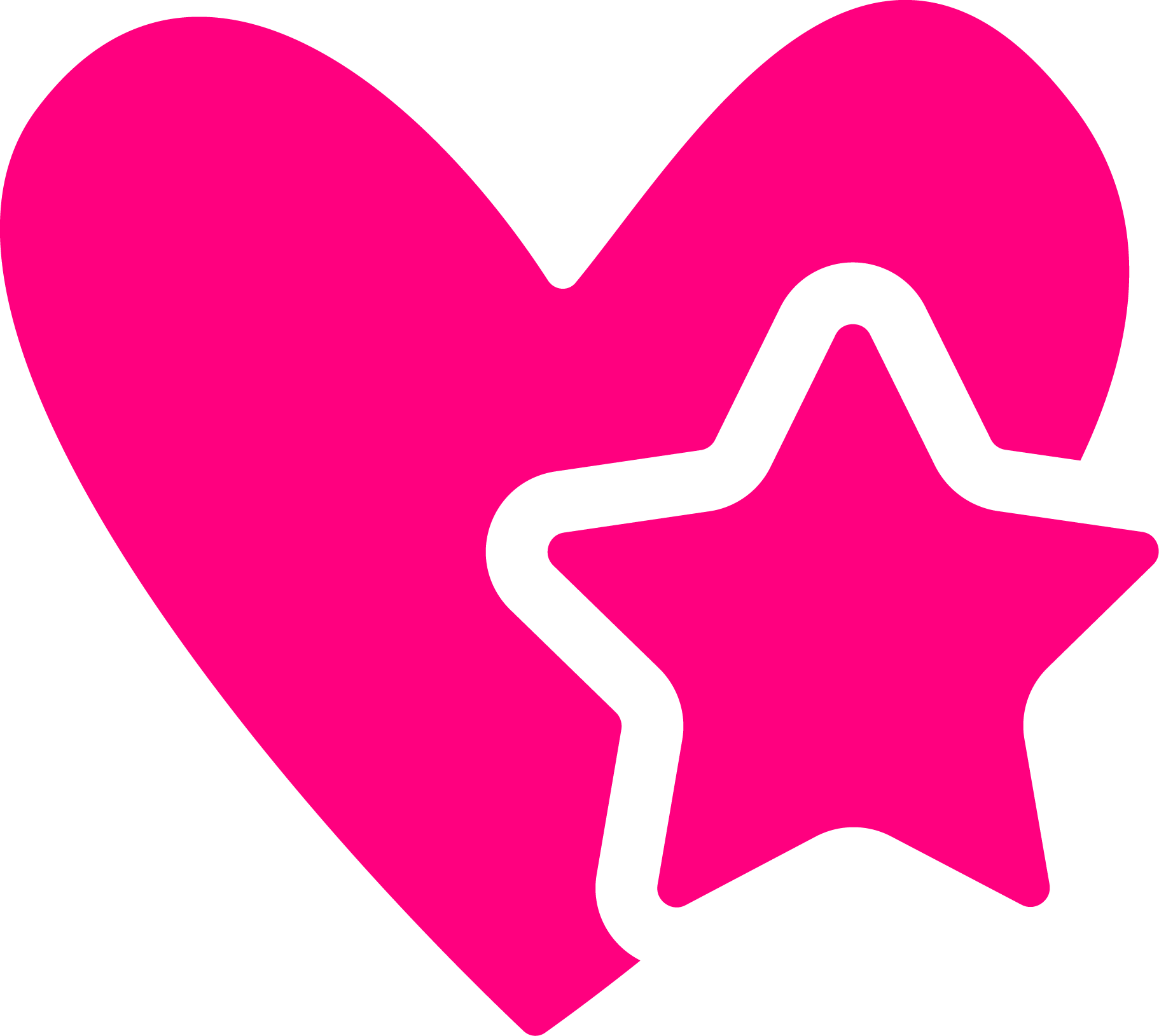 A pink heart and a pink star with black outlines.