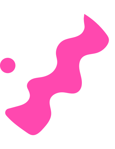 Pink inkblot or abstract shape on black background with a smaller pink circle nearby.