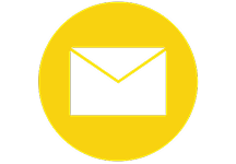 Yellow circle with a black envelope icon in the center.
