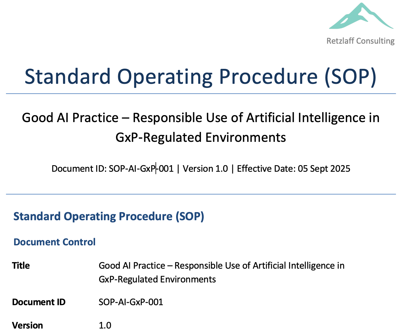 First-of-its-Kind SOP: Responsible Use of AI in GxP Environments
