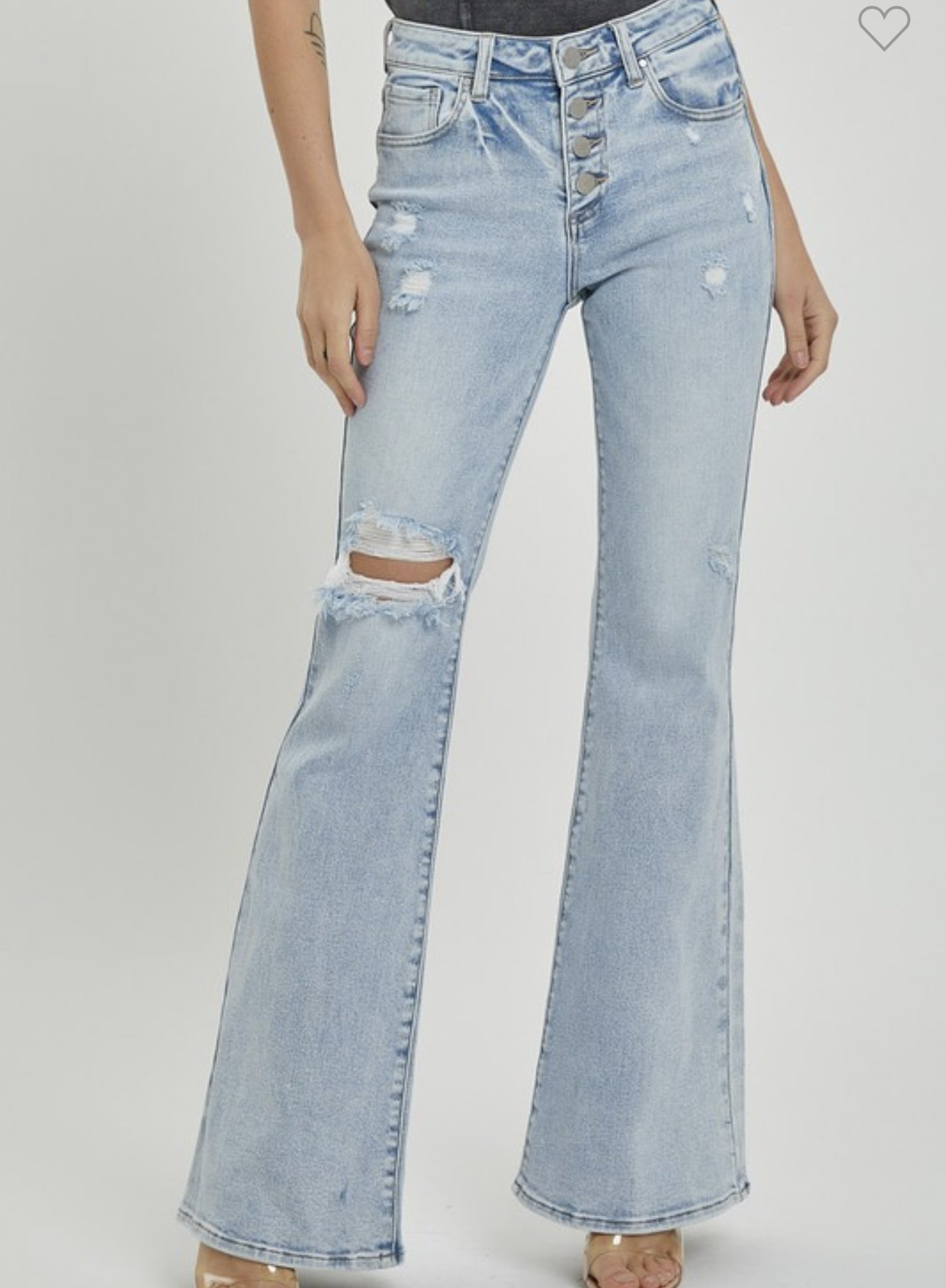 RISEN Mid-Rise Button Down Flare Jeans