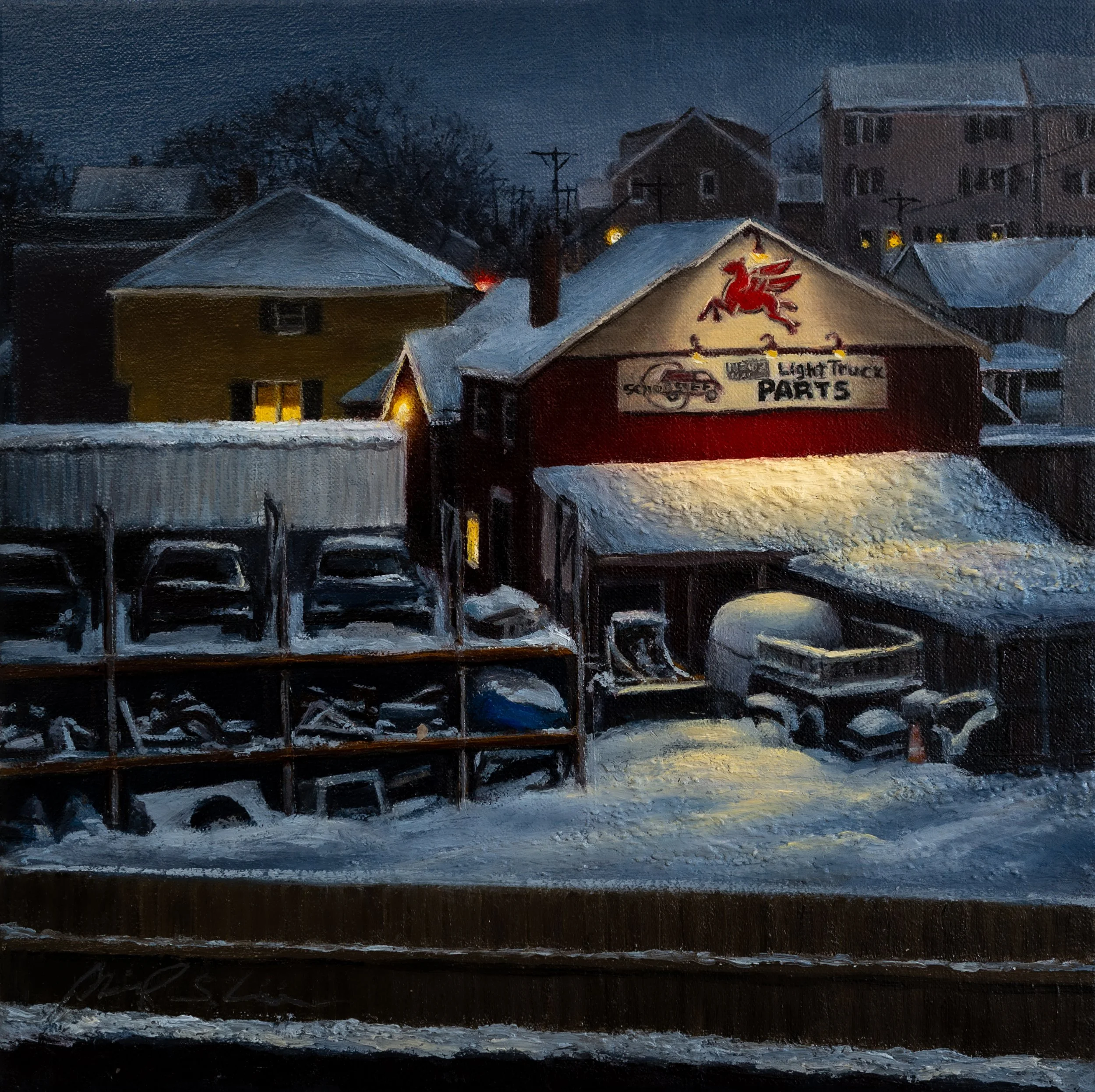 School Street Light Tuck Parts, 12X12 2026 oil_on_linen