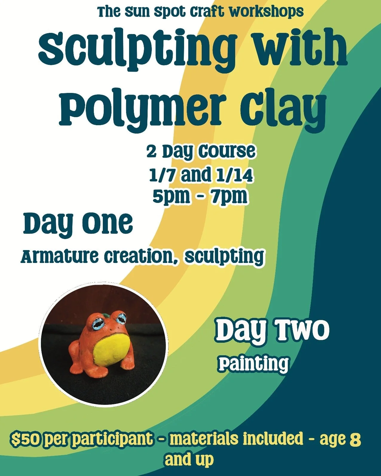 Exciting news! We'll be having artist and friend of The Sun Spot, Alin, hosting a new crafting workshop in January! This workshop will allow you to make your own clay frog from sculpting to painting. We hope to see you soon!