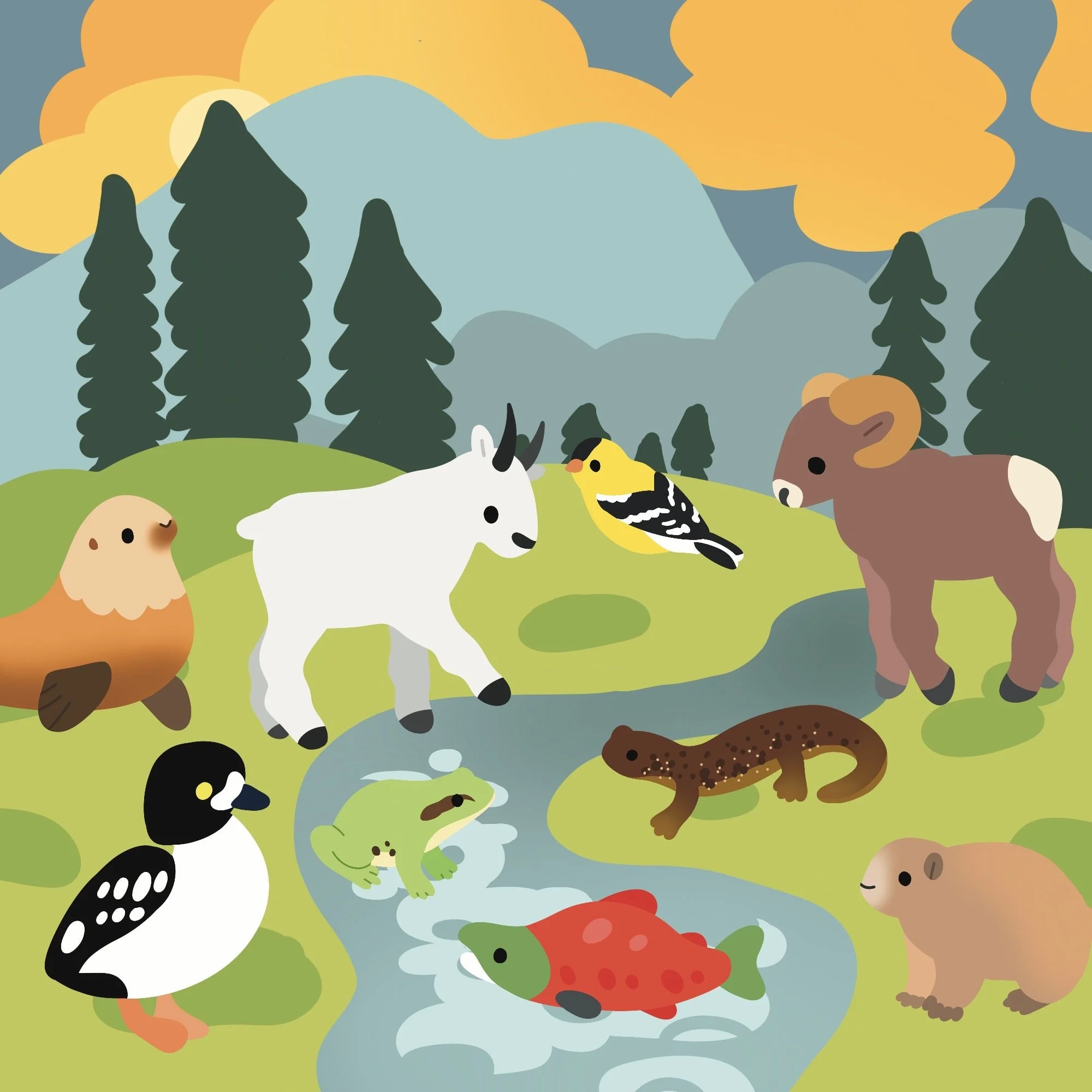 Next up on the Wildlife of the US sticker collection- Washington state! What state should we do next? #stickers #smallbusiness #stickersheet #washingtonstate