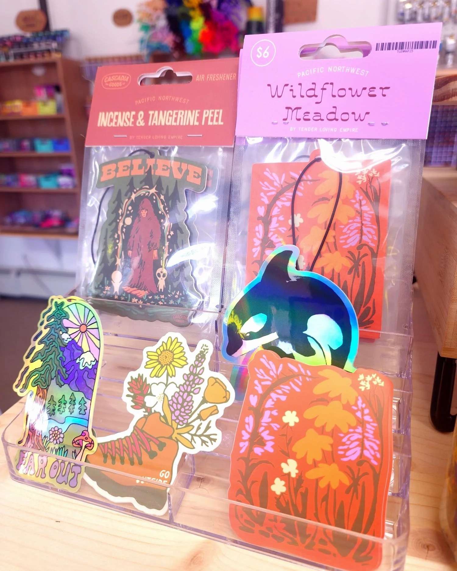 We've got some super cool new inventory in! New stickers, quirky air fresheners, keychains, and we FINALLY have greeting cards!