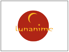 Logo met een rode cirkel, een gele halve maan en ster, en de tekst 'lunanime' in gele letters.