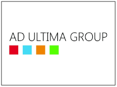 Logo van AD Ultima Group met vier gekleurde vierkanten