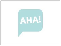 Komoot logo met de tekst 'AHA!' in een lichtblauwe spraakbel.