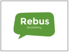 Rebus Academy logo met groene speech bubble