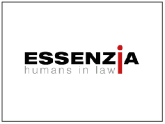 Logo van ESSENZIA, met de tagline 'humans in law'