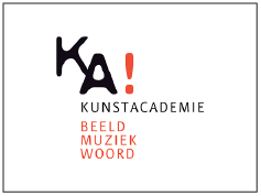 Logo van KUNSTACADEMIE met de woorden BEELD, MUZIEK, WOORD onder