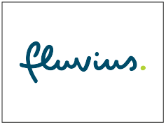Logo met de tekst 'fluviius' in blauwe letters