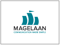 Logo van Maglean met een zeilboot en de slogan 'Communication Made Simple'.