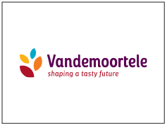 Vandemoortele logo with colorful leaf graphic and tagline 'shaping a tasty future'