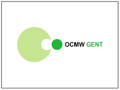 Logo van OCMW GENT met groene cirkels en tekst.
