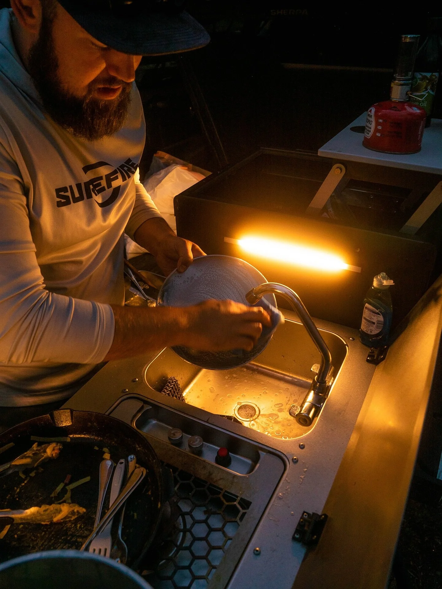 Being able to do dishes while out on the trail - especially during a longer adventure can be quite a game changer. 
Instead of slogging through cleaning with a bucket, the PullKitchen allows you to quickly finish up the dishes, the use of running wa