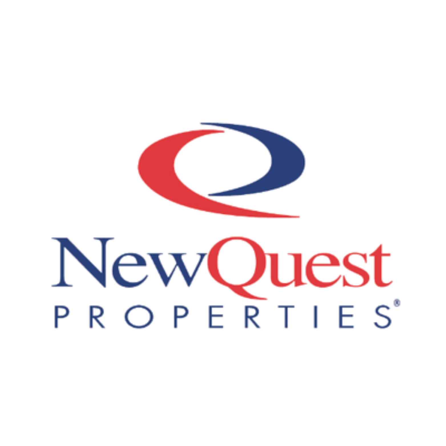 Logo of NewQuest Properties with a stylized red and blue swirl above the company name in red and blue text.