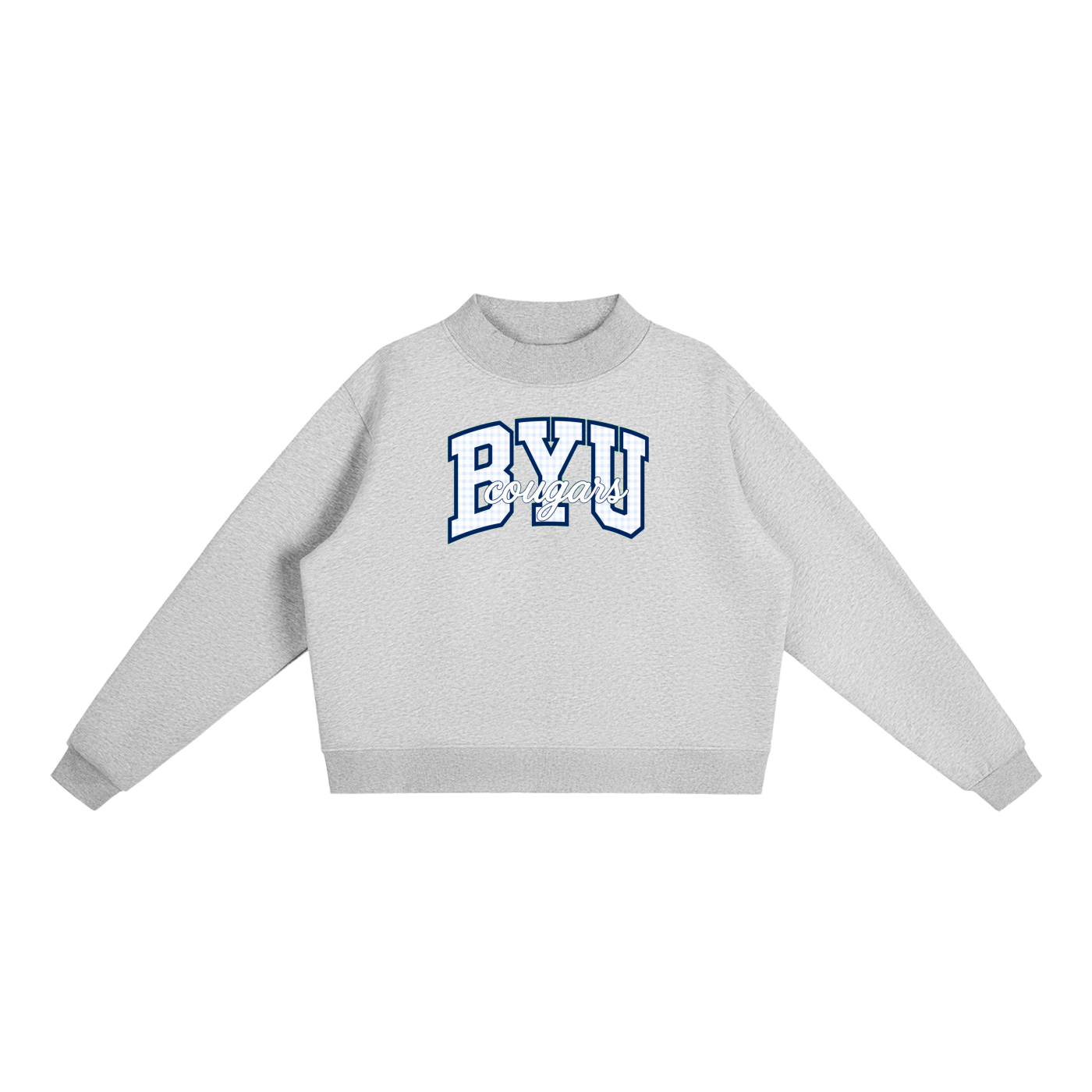 GINGHAM BYU MOCKNECK