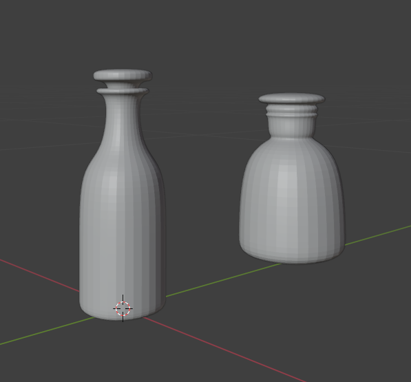 Bottles modeled in Blender for the environment of a student-created game titled "BlackPoint"