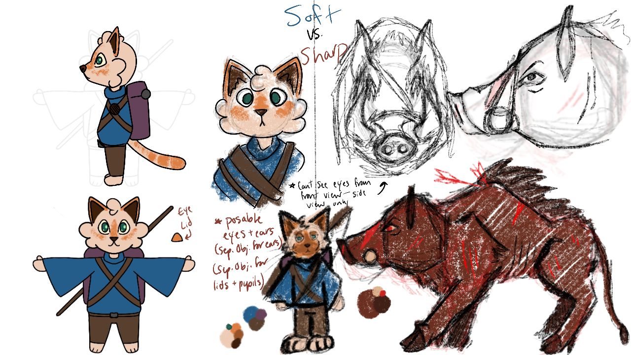 Character designs for "The Beast" and "The Hunter"