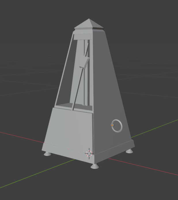 A metronome modeled in Blender for the environment of a student-created game titled "BlackPoint"