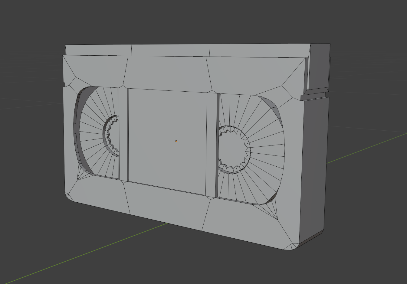 A cassette tape modeled in Blender for the environment of a student-created game titled "BlackPoint"
