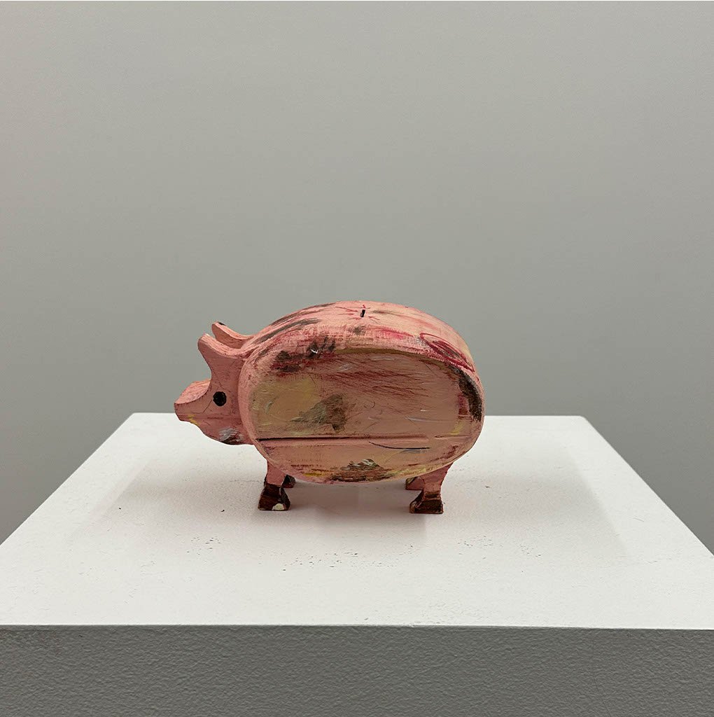 'Property Of', pine, woodglue, acrylic, 10x8x6", 2023